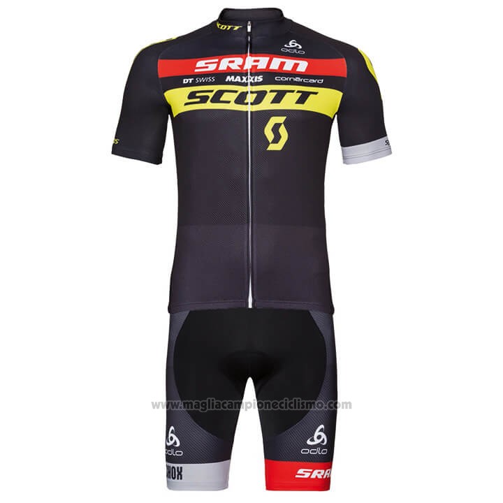 2018 Abbigliamento Ciclismo Scott Sram Nero Manica Corta e Salopette